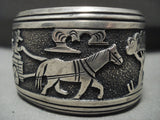 Huge Guaranteed Authentic Vintage Navajo Thomas Singer Wagon Native American Jewelry Silver Bracelet-Nativo Arts