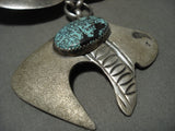 Huge Heavy Massive Father Vintage Navajo Crow Springs Turquoise Native American Jewelry Silver Necklace-Nativo Arts