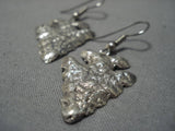 Huge Heavy Navajo Sterling Silver Navajo Arrowhead Native American Earrings-Nativo Arts