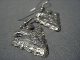 Huge Heavy Navajo Sterling Silver Navajo Arrowhead Native American Earrings-Nativo Arts