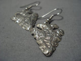 Huge Heavy Navajo Sterling Silver Navajo Arrowhead Native American Earrings-Nativo Arts