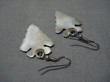 Huge Heavy Navajo Sterling Silver Navajo Arrowhead Native American Earrings-Nativo Arts