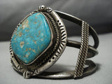 Huge Heavy!! Vintage Native American Jewelry Navajo Turquoise Sterling Silver Bracelet Old-Nativo Arts