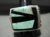 Huge Heavy Vintage Santo Domingo/ Navajo Gaspeite Onyx Native American Jewelry Silver Animal Ring-Nativo Arts