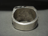 Huge Heavy Vintage Santo Domingo/ Navajo Gaspeite Onyx Native American Jewelry Silver Animal Ring-Nativo Arts