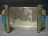 Huge Heavy Vintage Zuni Turquoise Shell Sterling Native American Jewelry Silver Bracelet Old-Nativo Arts