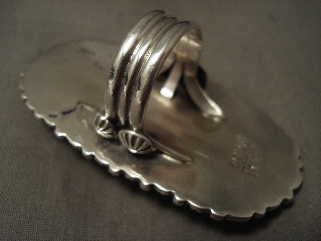Huge Huge Huge Navajo 'Domed Lapis' Native American Jewelry Silver She ...