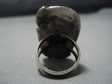 Huge Huge!! Vintage Native American Jewelry Navajo Blue Diamond Turquoise Sterling Silver Ring-Nativo Arts