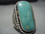 Huge Huge!! Vintage Navajo Green Turquoise Sterling Silver Native American Jewelry Ring-Nativo Arts