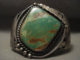 Huge Huge Vintage Navajo Natural Green Turquoise Native American Jewelry Silver Bracelet Old-Nativo Arts