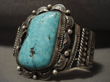 Huge Huge Vintage Navajo Old Morenci Turquoise Native American Jewelry Silver Bracelet-Nativo Arts