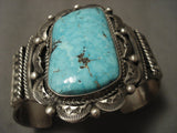Huge Huge Vintage Navajo Old Morenci Turquoise Native American Jewelry Silver Bracelet-Nativo Arts