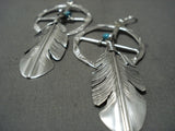 Huge Important Ben Begaye '4 Directions' Snake Eyes Turquoise Native American Jewelry Silver Earrings-Nativo Arts