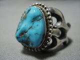 Huge Important Chee Family Vintage Native American Jewelry Navajo Turquoise Sterling Silver Ring Old-Nativo Arts
