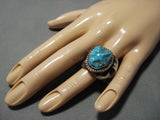 Huge Important Chee Family Vintage Native American Jewelry Navajo Turquoise Sterling Silver Ring Old-Nativo Arts