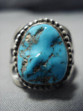 Huge Important Chee Family Vintage Native American Jewelry Navajo Turquoise Sterling Silver Ring Old-Nativo Arts