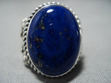 Huge Important Vintage Native American Jewelry Navajo Al Jake Lapis Lazuli Sterling Silver Ring Old-Nativo Arts