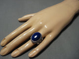 Huge Important Vintage Native American Jewelry Navajo Al Jake Lapis Lazuli Sterling Silver Ring Old-Nativo Arts