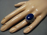 Huge Important Vintage Native American Jewelry Navajo Al Jake Lapis Lazuli Sterling Silver Ring Old-Nativo Arts