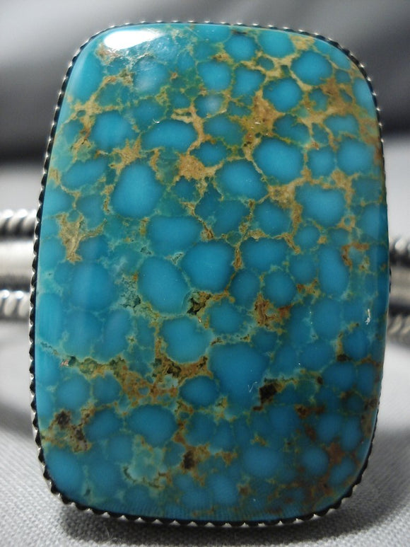 Huge!! Intense Spiderweb Turquoise Vintage Native American Jewelry Navajo Sterling Silver Bracelet Old-Nativo Arts