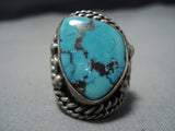 Huge Intense Spiderweb Turquoise Vintage Native American Jewelry Navajo Sterling Silver Ring-Nativo Arts