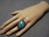 Huge Intense Spiderweb Turquoise Vintage Native American Jewelry Navajo Sterling Silver Ring-Nativo Arts