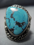 Huge Intense Spiderweb Turquoise Vintage Native American Jewelry Navajo Sterling Silver Ring-Nativo Arts