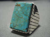 Huge Men's Squared Royston Turquoise Sterling Silver Native American Navajo Ring-Nativo Arts