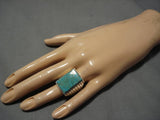 Huge Men's Squared Royston Turquoise Sterling Silver Native American Navajo Ring-Nativo Arts
