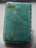 Huge Men's Squared Royston Turquoise Sterling Silver Native American Navajo Ring-Nativo Arts
