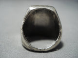Huge Men's Vintage Native American Jewelry Navajo Turquoise Sterling Silver Inlay Ring Old-Nativo Arts