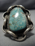 Huge Men's Vintage Native American Navajo Green Spiderweb Turquoise Sterling Silver Ring Old-Nativo Arts
