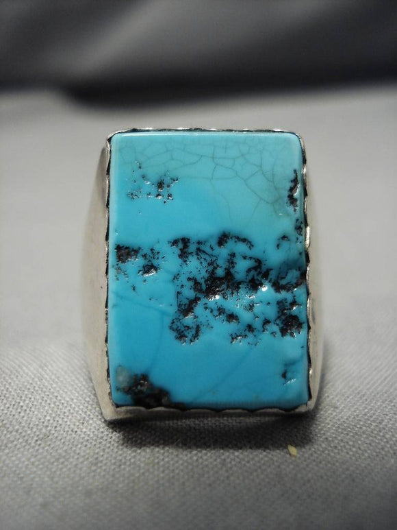 Royston Ribbon Turquoise Ring, Thick Sterling Silver Square Band Size –  Sangria Silver Designs
