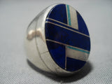 Huge Men's Vintage Navajo Lapis Sterling Silver Native American Jewelry Ring Old-Nativo Arts