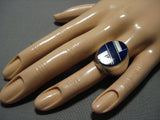 Huge Men's Vintage Navajo Lapis Sterling Silver Native American Jewelry Ring Old-Nativo Arts