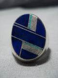Huge Men's Vintage Navajo Lapis Sterling Silver Native American Jewelry Ring Old-Nativo Arts