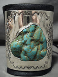 Huge Men's Vintage Navajo 'Royston Chunk Turquoise' Native American Jewelry Silver Ketoh Bracelet-Nativo Arts