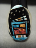 Huge Midnight Space Kachina Navajo Turquoise Native American Jewelry Silver Ring-Nativo Arts