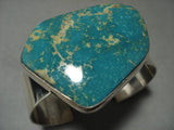 Huge Modernistic Naqvajo Pilot Mntn Turquoise Native American Jewelry Silver Bracelet-Nativo Arts