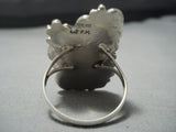 Huge Modernistic Native American Jewelry Navajo Sterling Slver Green Turquoise Ring-Nativo Arts