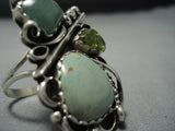 Huge Modernistic Native American Jewelry Navajo Sterling Slver Green Turquoise Ring-Nativo Arts