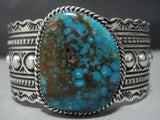 Huge Modernistic Native American Jewelry Navajo Turquose Sterlng Slver Bracelet Cuff-Nativo Arts