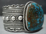 Huge Modernistic Native American Jewelry Navajo Turquose Sterlng Slver Bracelet Cuff-Nativo Arts