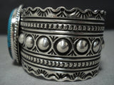 Huge Modernistic Native American Jewelry Navajo Turquose Sterlng Slver Bracelet Cuff-Nativo Arts