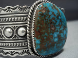 Huge Modernistic Native American Jewelry Navajo Turquose Sterlng Slver Bracelet Cuff-Nativo Arts