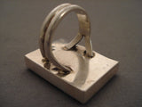 HUGE MODERNISTIC NAVAJO MALACHITE TCORAL LAPIS SILVER RING-Nativo Arts