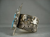 Huge Modernistic Navajo Native American Jewelry Silver Turquoise Bracelet-Nativo Arts