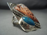 Huge Modernistic Navajo Whitegoat Turquoise Sterling Native American Jewelry Silver Ring-Nativo Arts