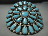 Huge Modernistic Vintage Native American Jewelry Navajo Sky Blue Turquoise Sterling Silver Ring-Nativo Arts