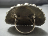 Huge Modernistic Vintage Native American Jewelry Navajo Sky Blue Turquoise Sterling Silver Ring-Nativo Arts